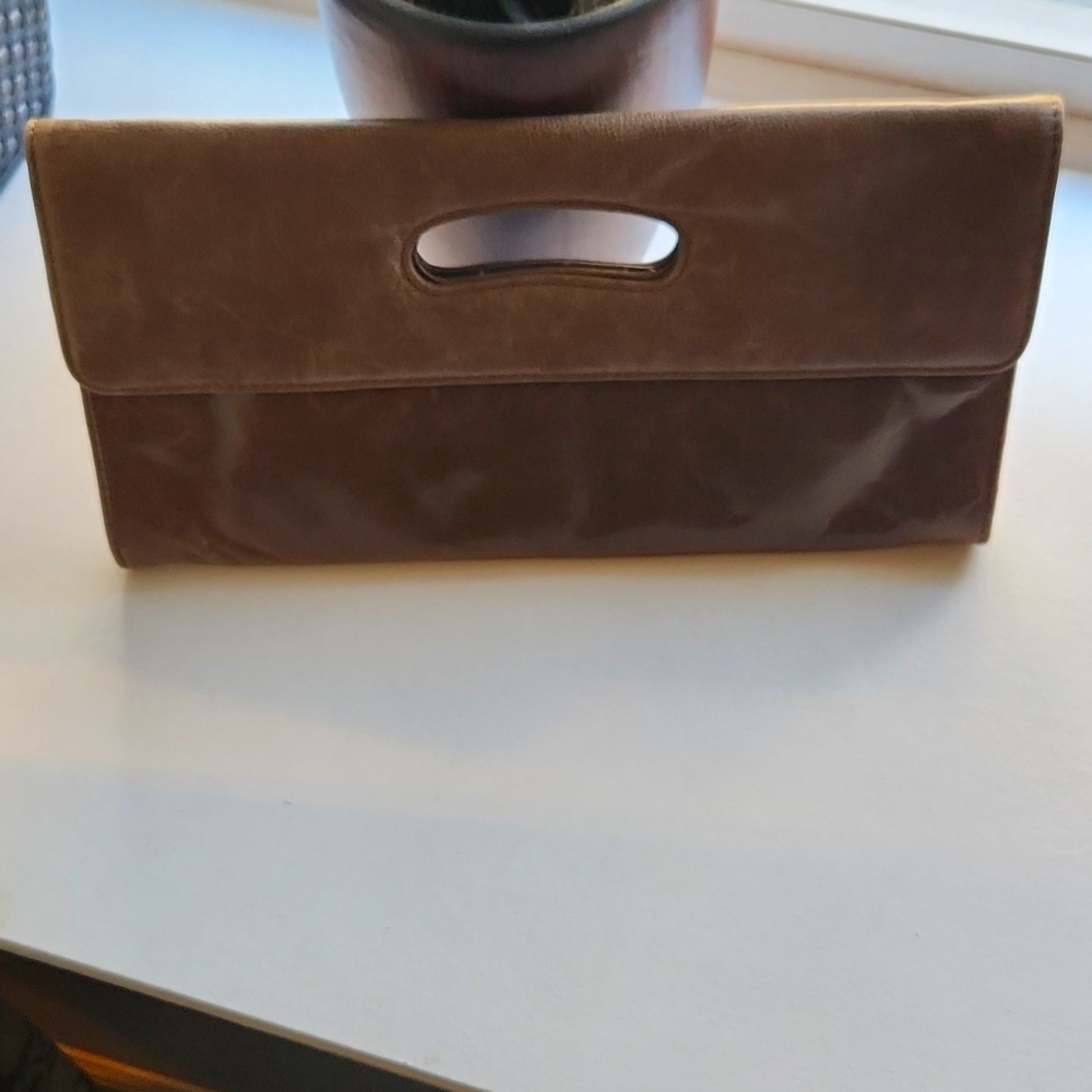 HOBO Brown Leather Clutch Handbag